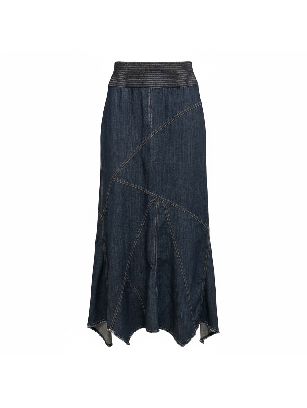 Vintage Y2K Urban Outfitters Denim Maxi Skirt S Asymmetrical Raw Hem Boho